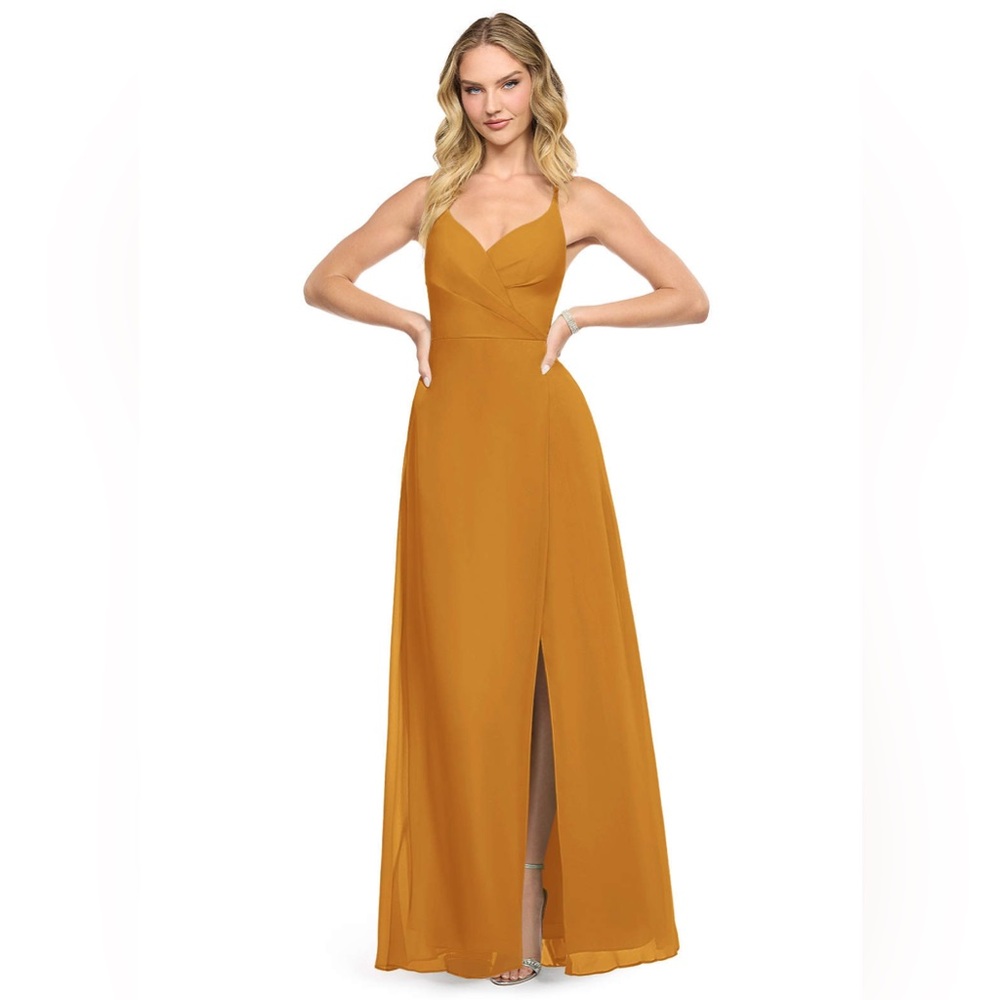 Azazie Butterscotch Yellow Davis Bridesmaid Dress Size A2